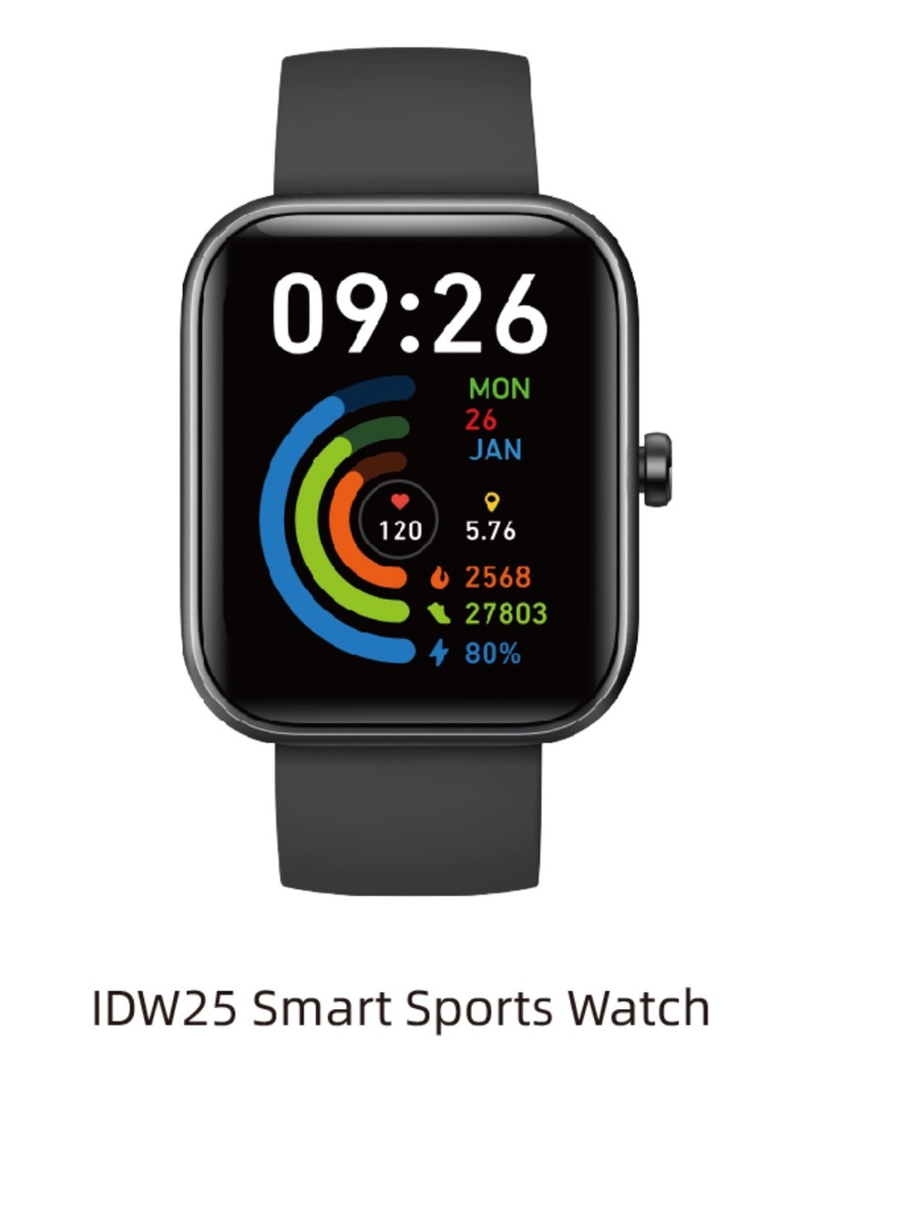 Smart Watch/Fitness Tracker with Built-In Alexa - Black